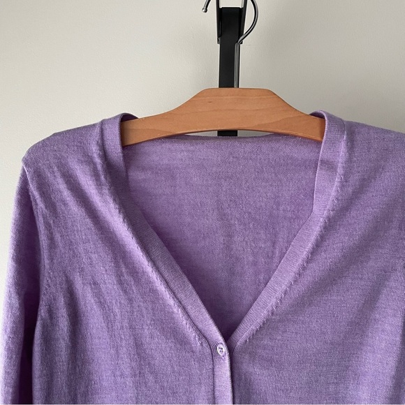 Lord & Taylor 100% Merino Wool Button Down Knit Cardigan Sweater Pastel Purple - Picture 6 of 7